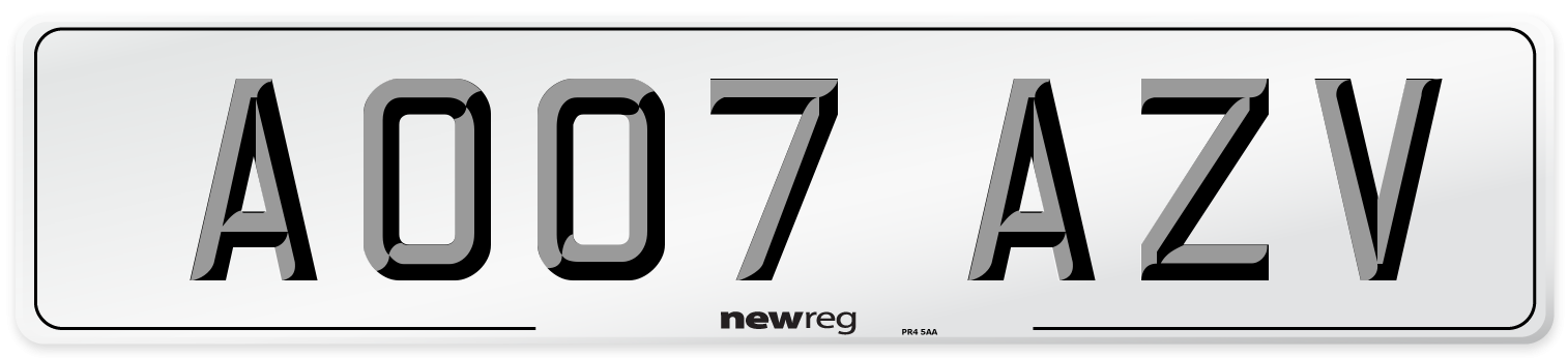 AO07 AZV Number Plate from New Reg